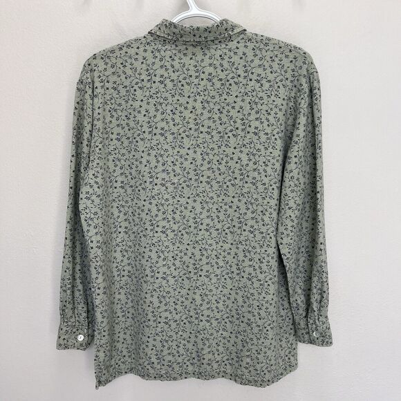 Requirements | Vintage Sage Green Linen Blend Floral Button Top Large Prairie - Picture 5 of 5